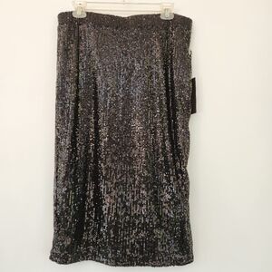 Rachel Zoe Glittering Black Sequin Pencil Skirt